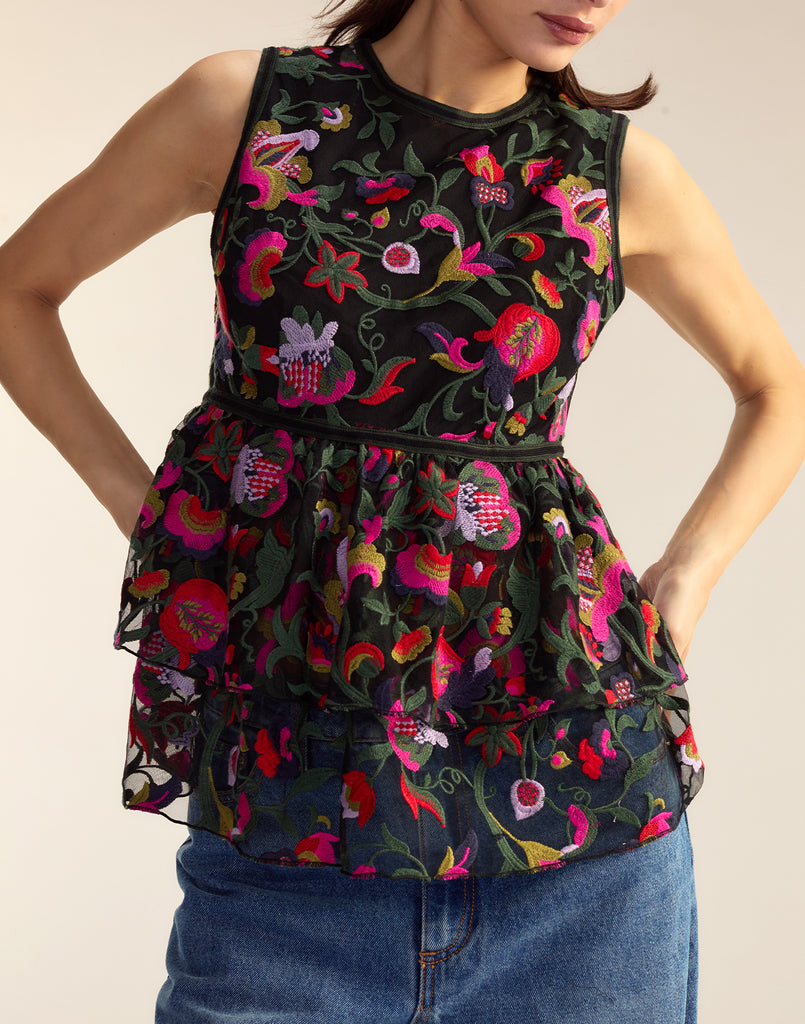 Eve Embroidered Peplum Top