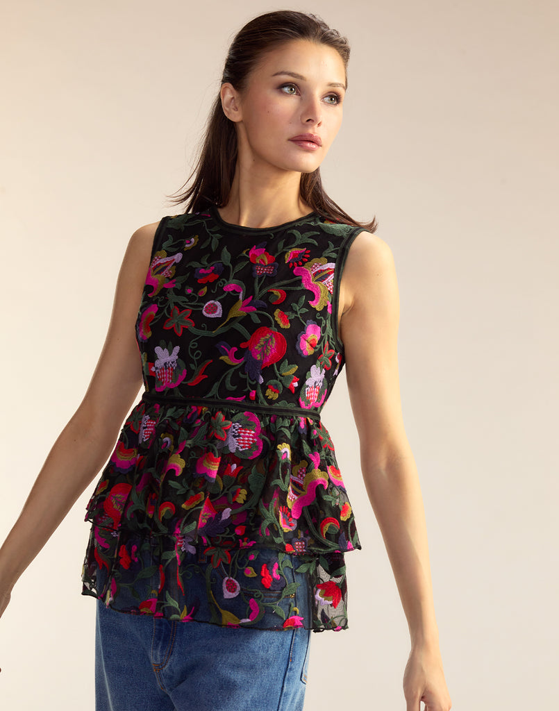 Eve Embroidered Peplum Top