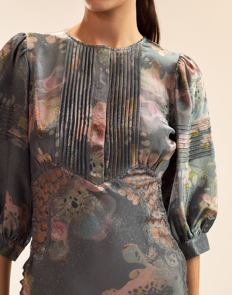 Claude Silk Lamé Dress