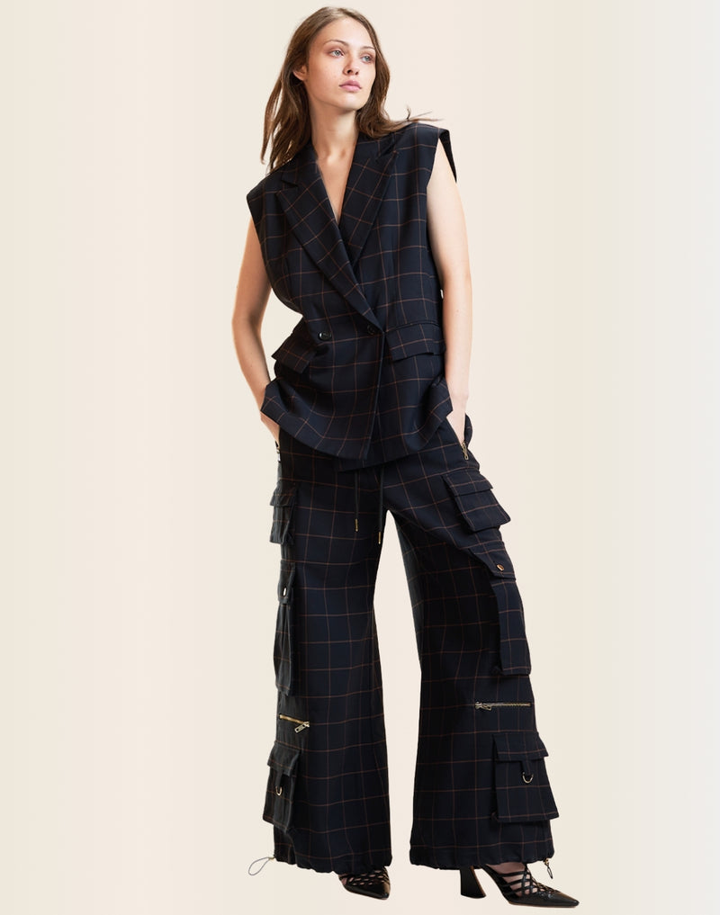 Gilded Grid Cargo Pants