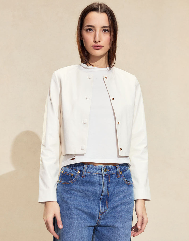 Cynthia Rowley The London Leather Cropped Jacket