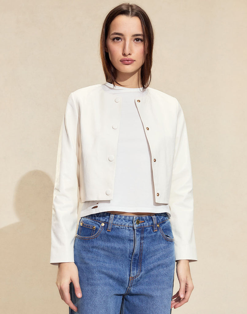 Cynthia Rowley The London Leather Cropped Jacket