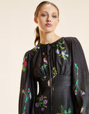 PRINTED LUREX MINI DRESS in Black