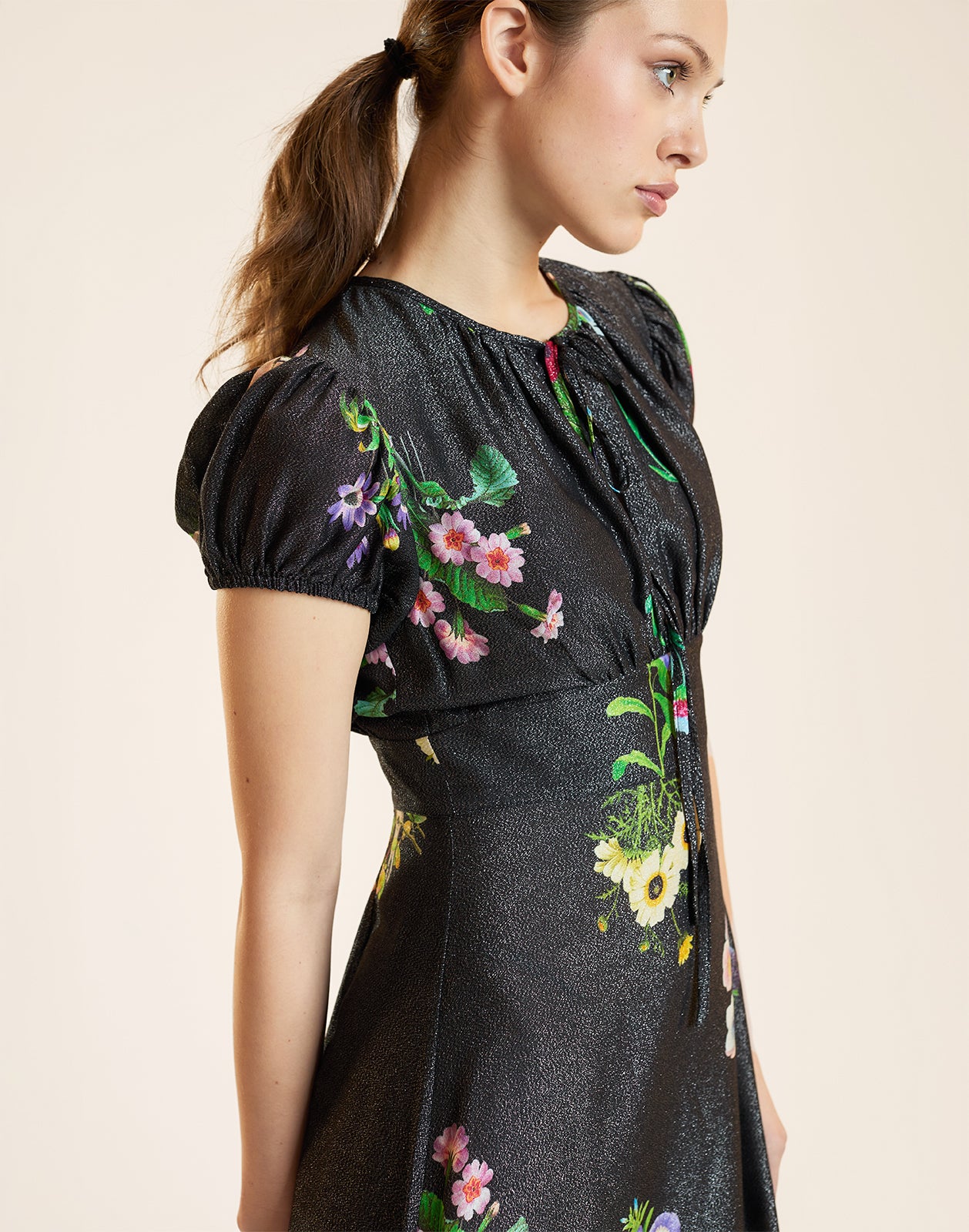 Cynthia Rowley Printed Lurex Midi Dress - Black