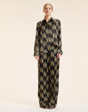 FOIL SILK BUTTON UP SHIRT in Black and Gold