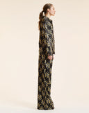 FOIL SILK BUTTON UP SHIRT in Black and Gold
