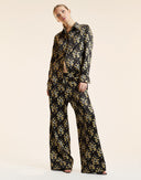 FOIL SILK BUTTON UP SHIRT in Black and Gold