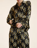 FOIL SILK BUTTON UP SHIRT in Black and Gold