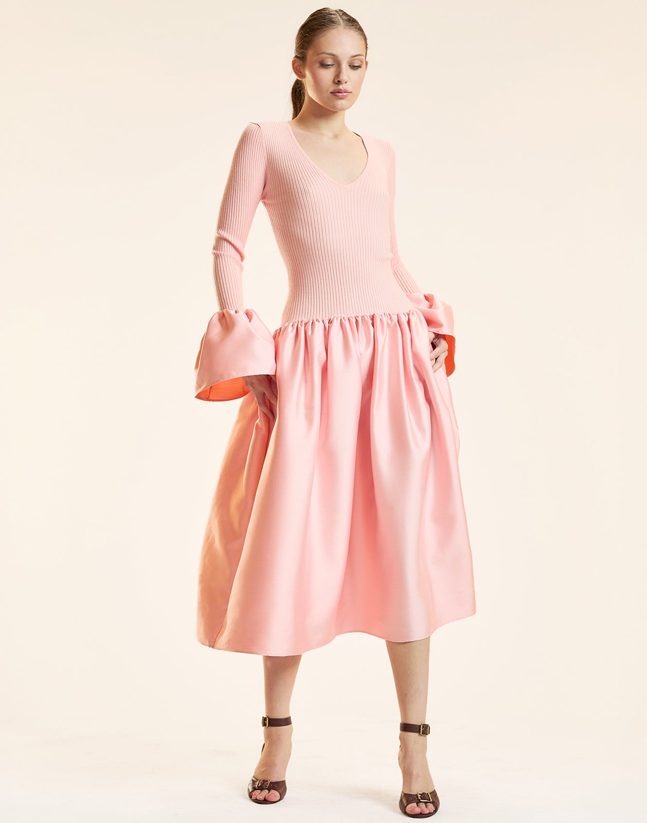 Cynthia Rowley Fiona Rib Knit and Silk Dress - Pink Cynthia Rowley Fiona Rib Knit and Silk Dress - Pink