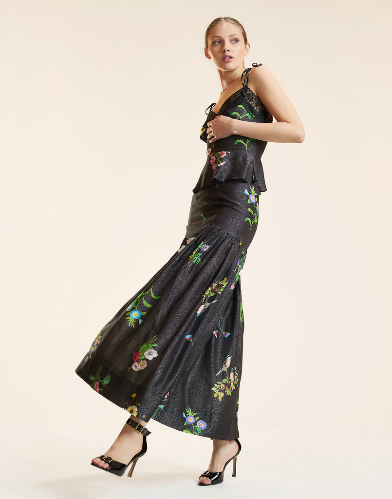 PRINTED LUREX SKIRT in Black