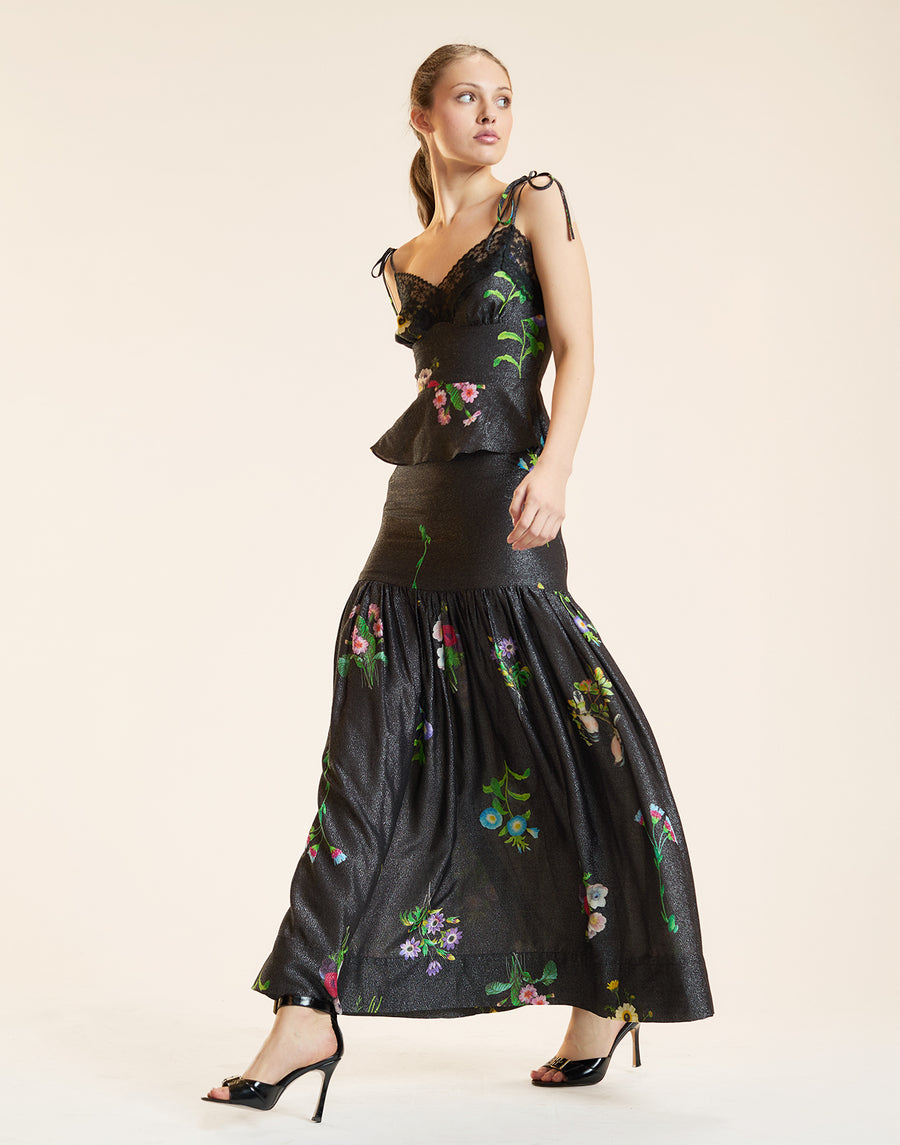PRINTED LUREX SKIRT in Black