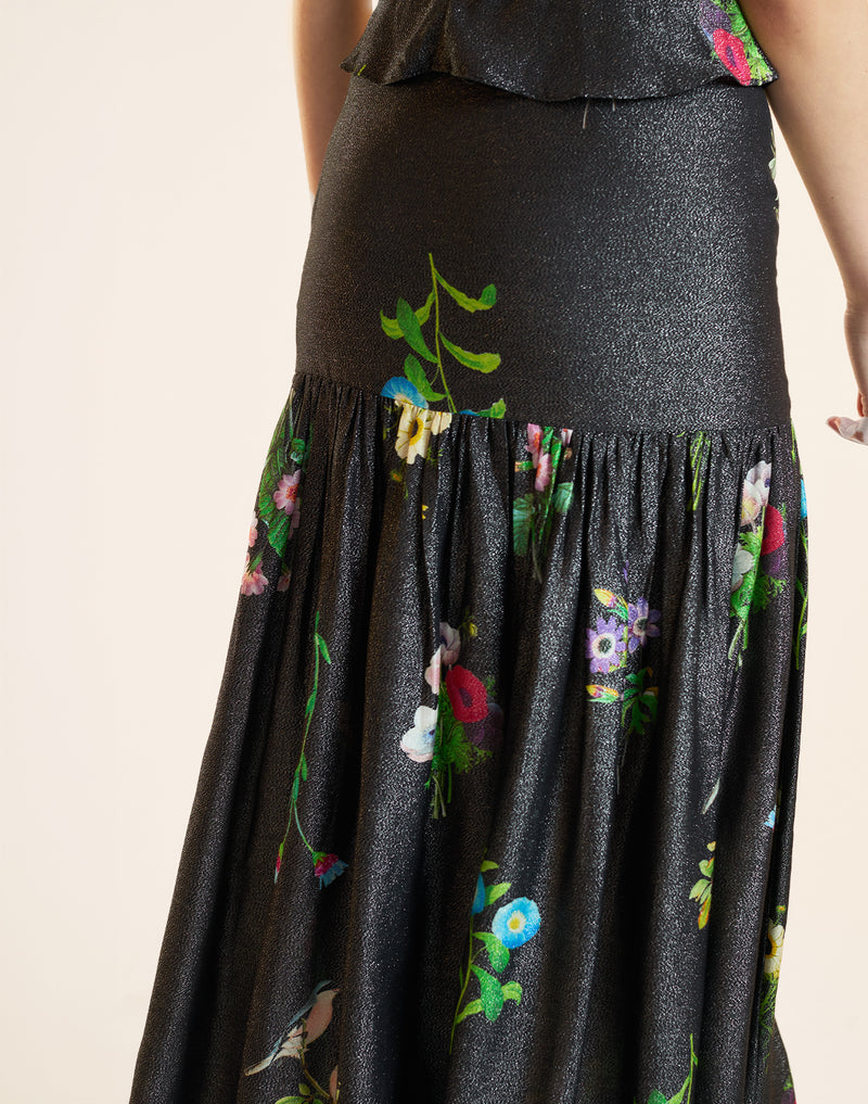 PRINTED LUREX SKIRT in Black