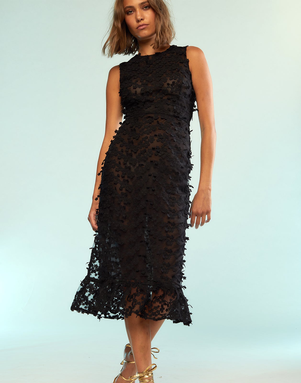 3D Embroidered Tulle Dress
