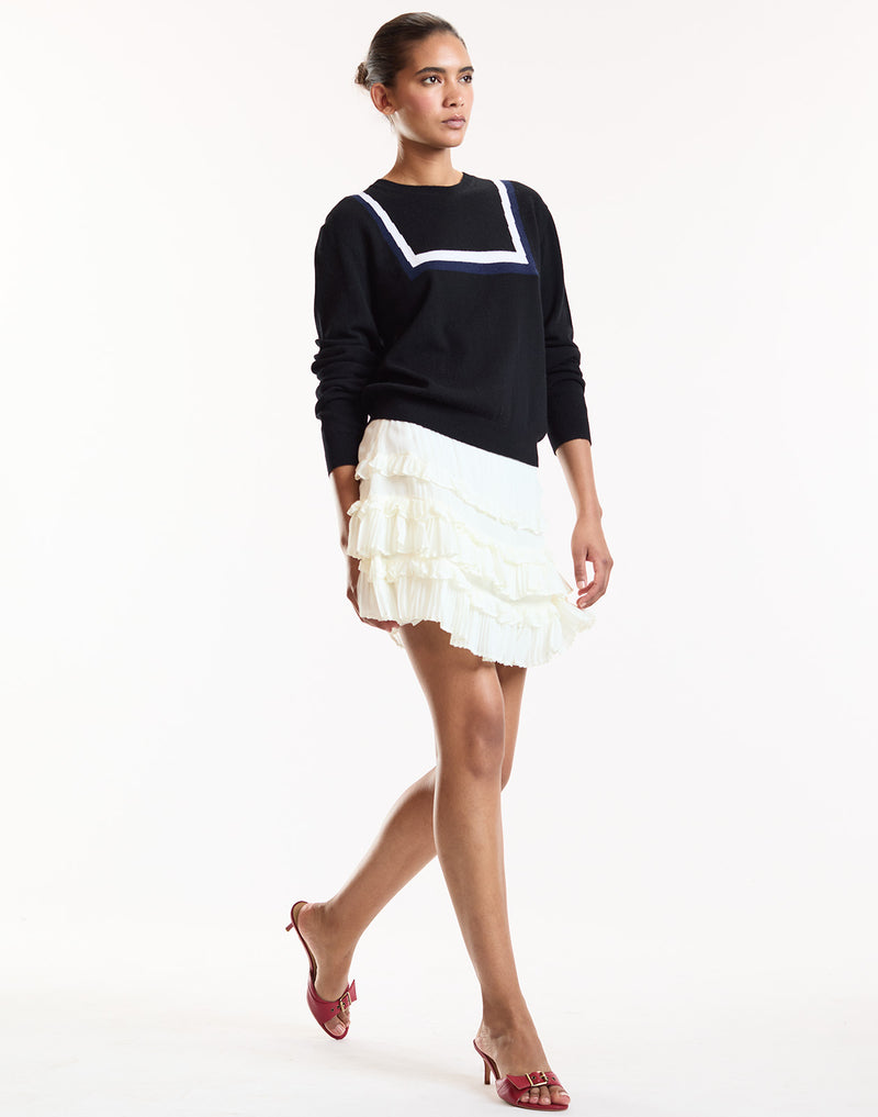 Black Nautical Crewneck Sweater