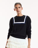 Black Nautical Crewneck Sweater
