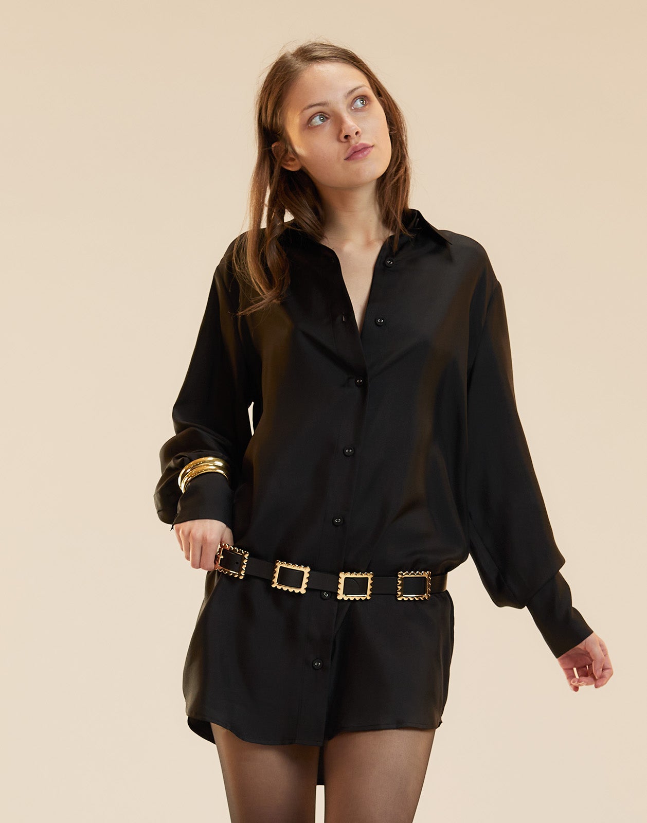 Cynthia Rowley Collectible Silk Shirt Dress - Black