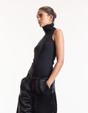 Black Sleeveless Fitted Turtleneck