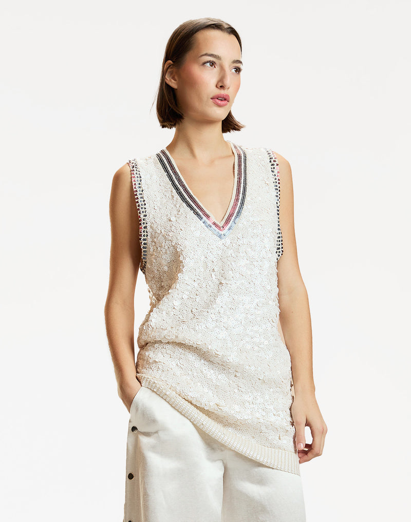 CYNTHIA ROWLEY WHITE SEQUIN DRESS