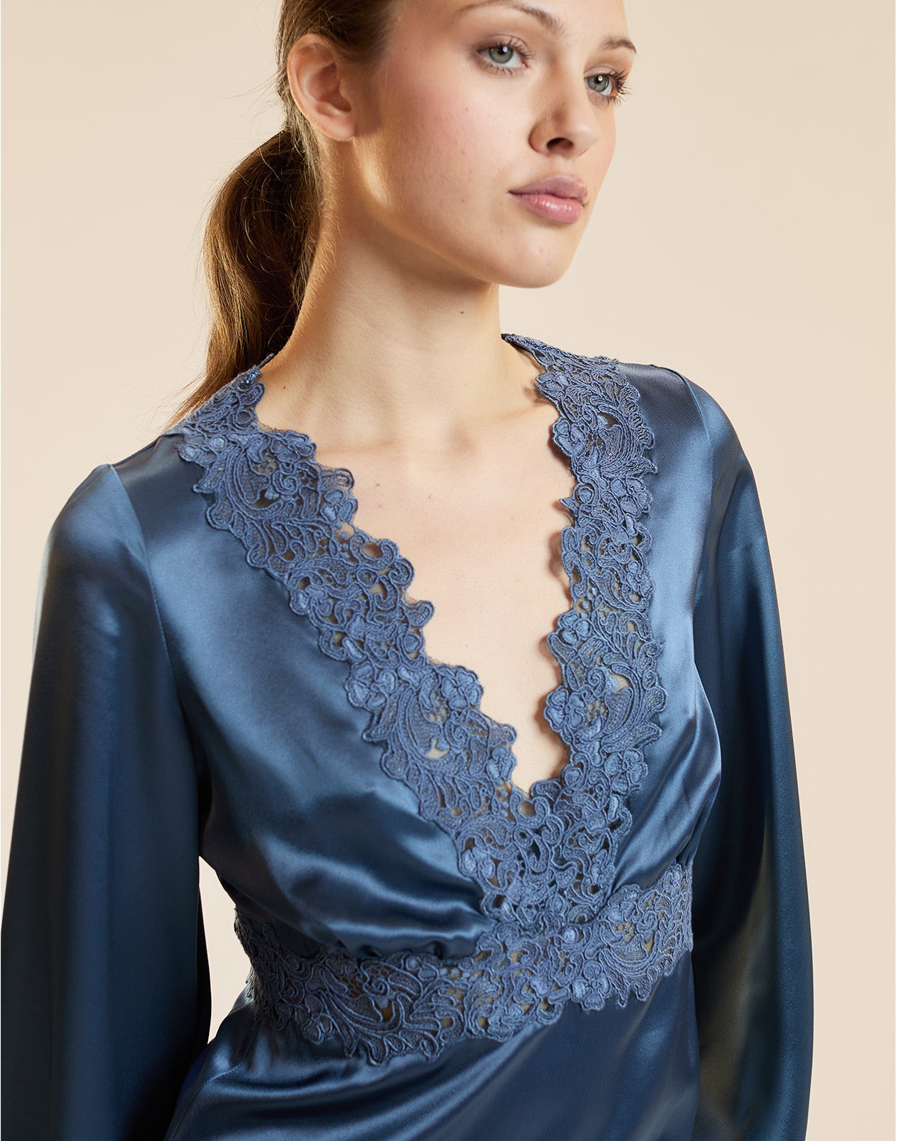 Cynthia Rowley Women's Satin Lace Mini Dress - Blue - Mini Dresses Cynthia Rowley Women's Satin Lace Mini Dress - Blue - Mini Dresses