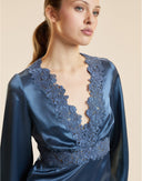 Silky lace mini dress in blue