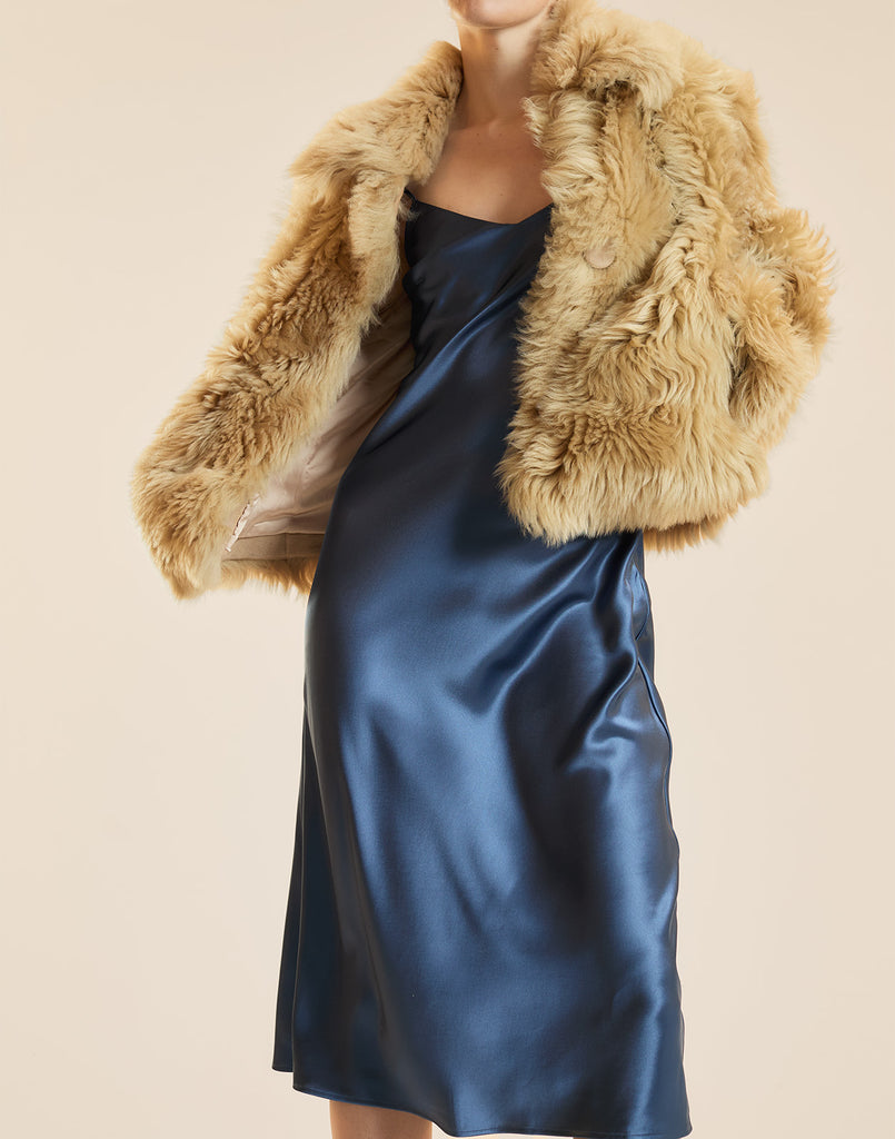 SATIN SLIP DRESS in Blue