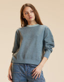 Metallic Knit Crewneck in light blue