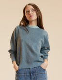 Metallic Knit Crewneck in light blue