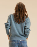 Metallic Knit Crewneck in light blue