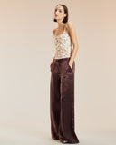 Chocolate Silk Wide Leg Snaps Pants 