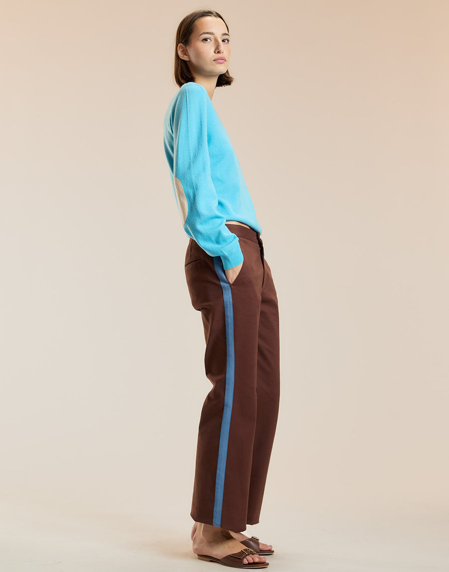 Brown Side Stripe Kick Flare Pants 