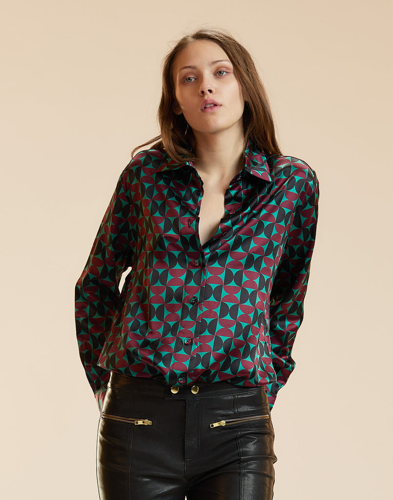 Collectible Silk Shirt in Burgundy