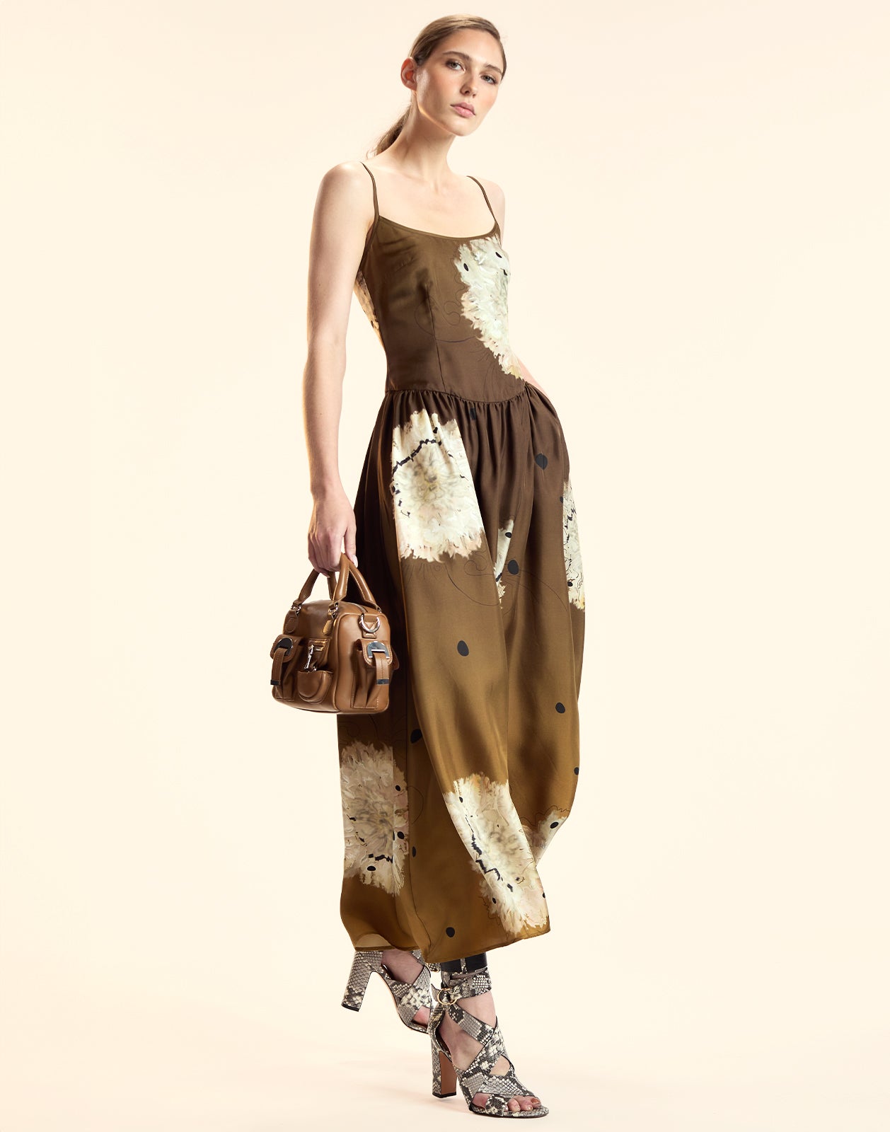 Umbria Silk Dress / Gold Floral / 2 / Cynthia Rowley