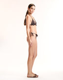 Brown Polka Dot String Bikini Top