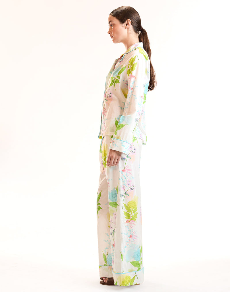 White Floral Cotton PJ Bottoms