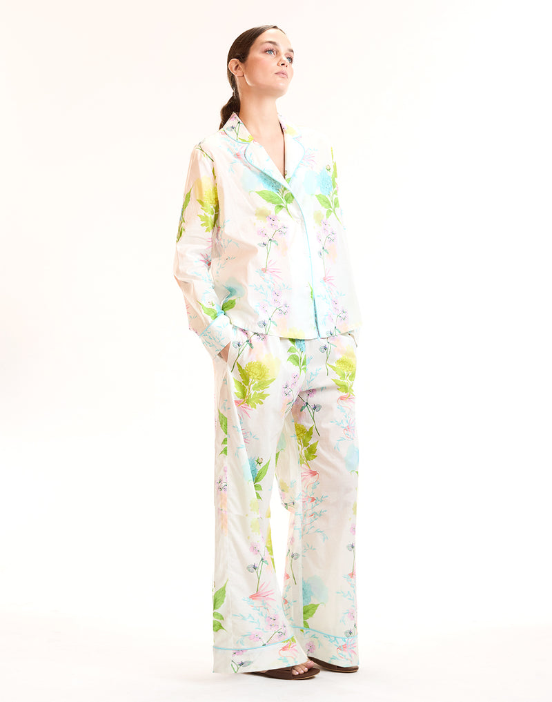White Floral Cotton PJ Bottoms