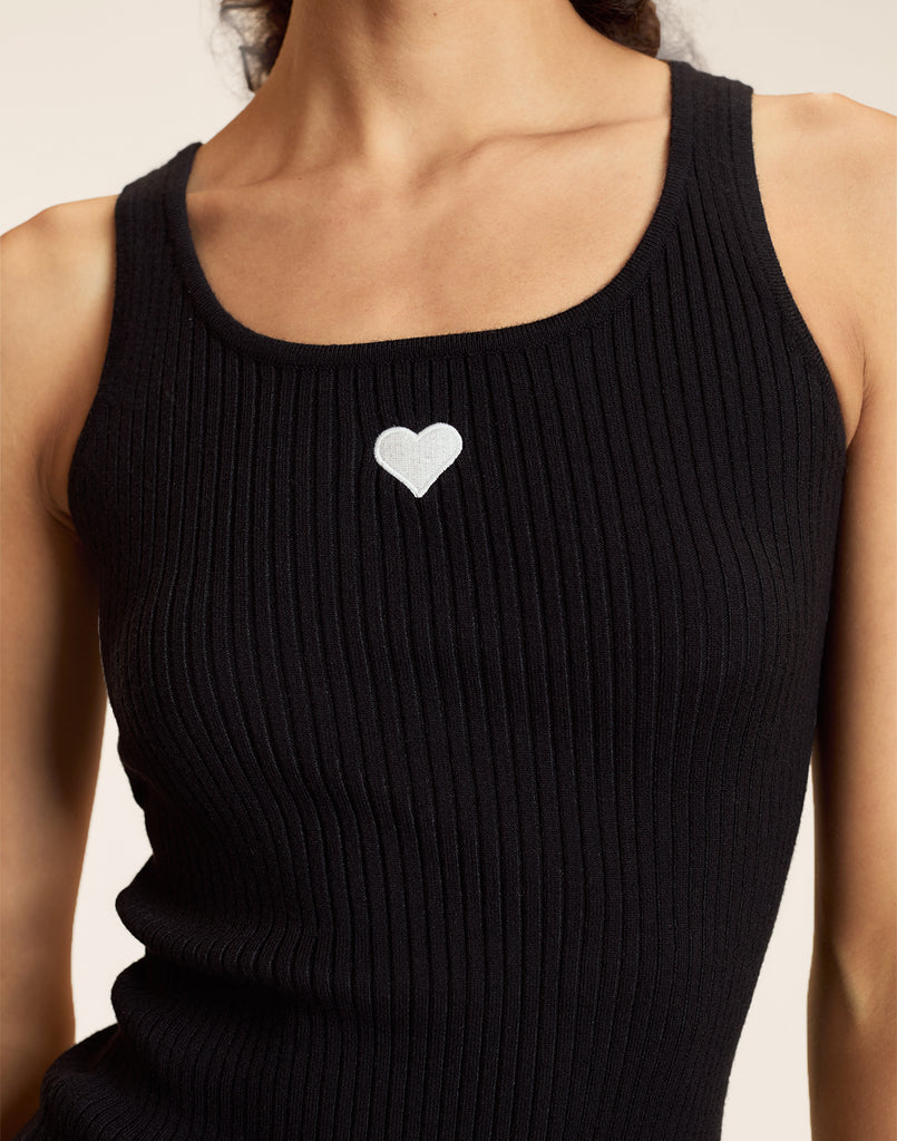 Heart Embroidered Knit Top