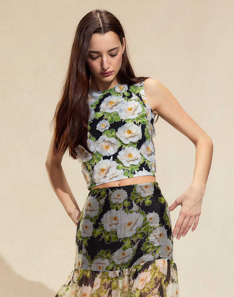 Cynthia Rowley Cornelia Flower Appliques Top