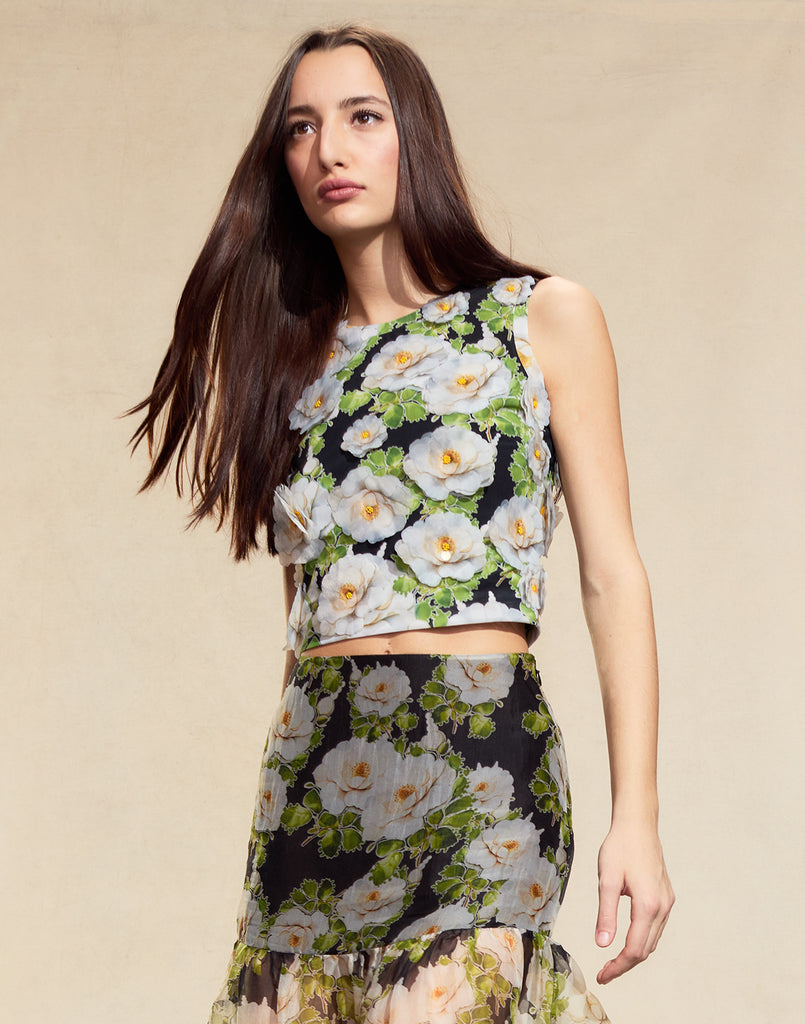 Cornelia Flower Applique Top