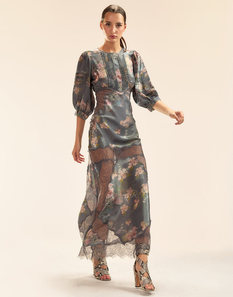 Claude Silk Lamé Dress