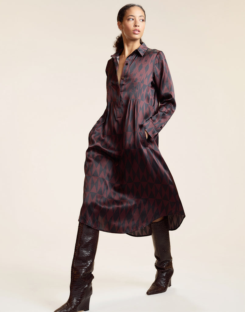 Silk Pintuck Shirt Dress