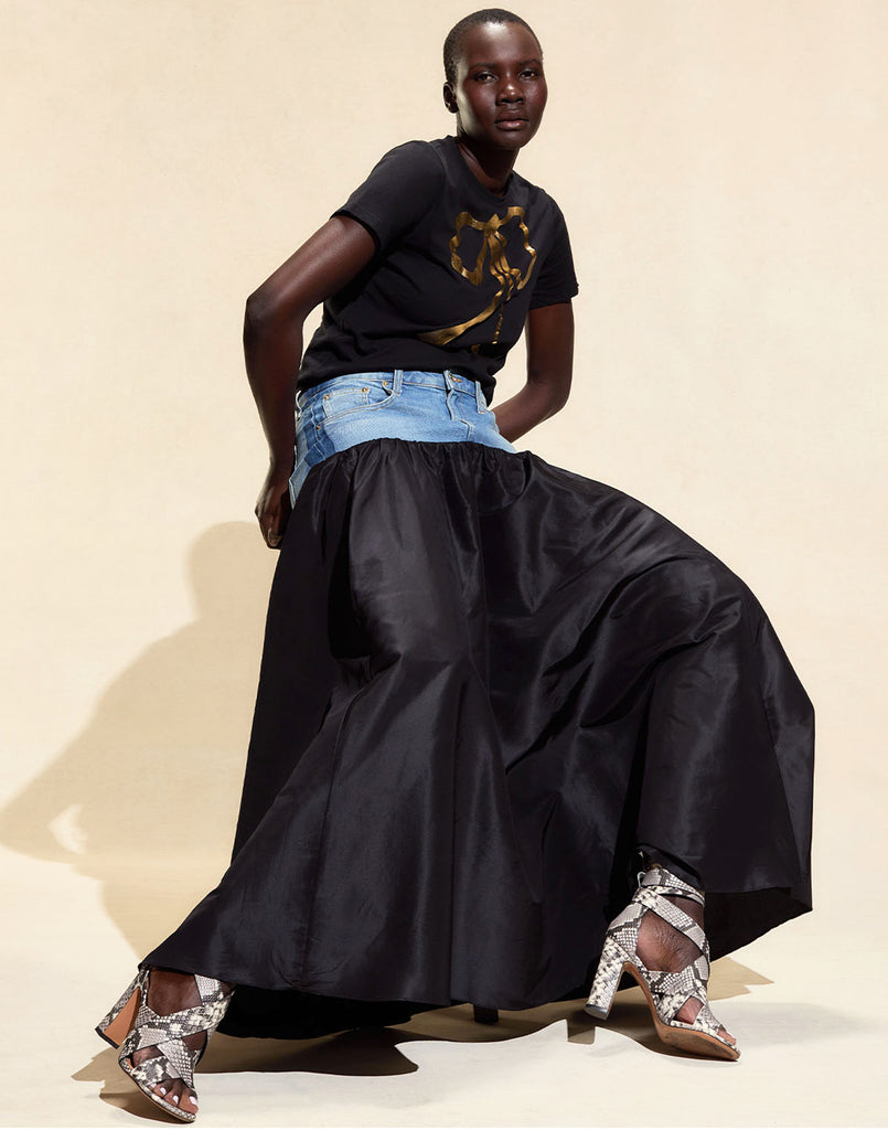 Denim Taffeta Skirt