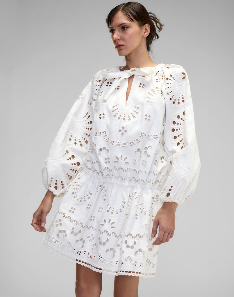 Cynthia Rowley Eva Embroidered Drop Waist Dress