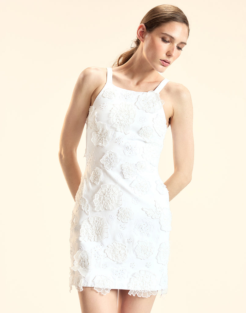 Cynthia Rowley Pop Floral Applique Mini Dress