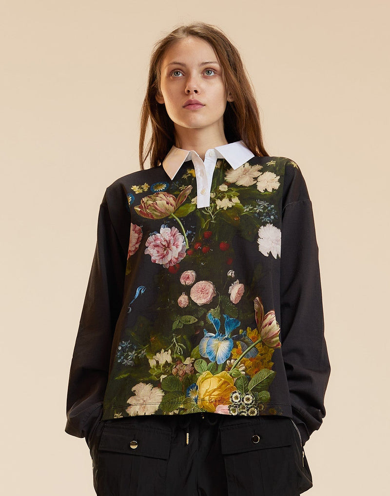 Floral Rugby Shirt in black