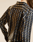 FOIL SILK BUTTON UP SHIRT in Geo Black
