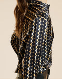 FOIL SILK BUTTON UP SHIRT in Geo Black