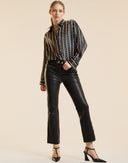 FOIL SILK BUTTON UP SHIRT in Geo Black