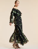 OFF SHOULDER SILK MAXI DRESS