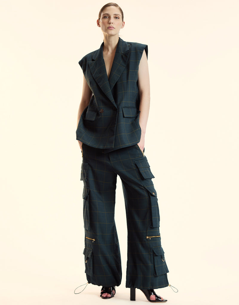 Cynthia Rowley Plaid Cargo Pants