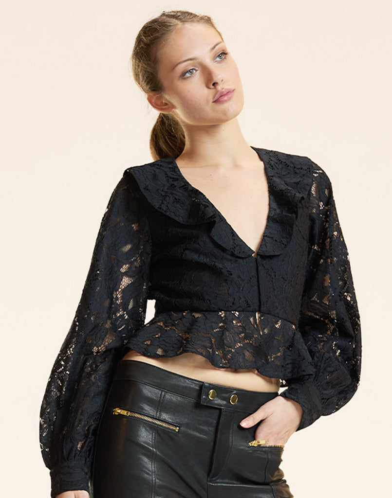 V-Neck Lace Blouse